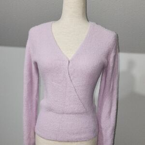 NWT Pink Rose Fuzzy, Soft Fresh Lilac V-Neck Sweater, Small